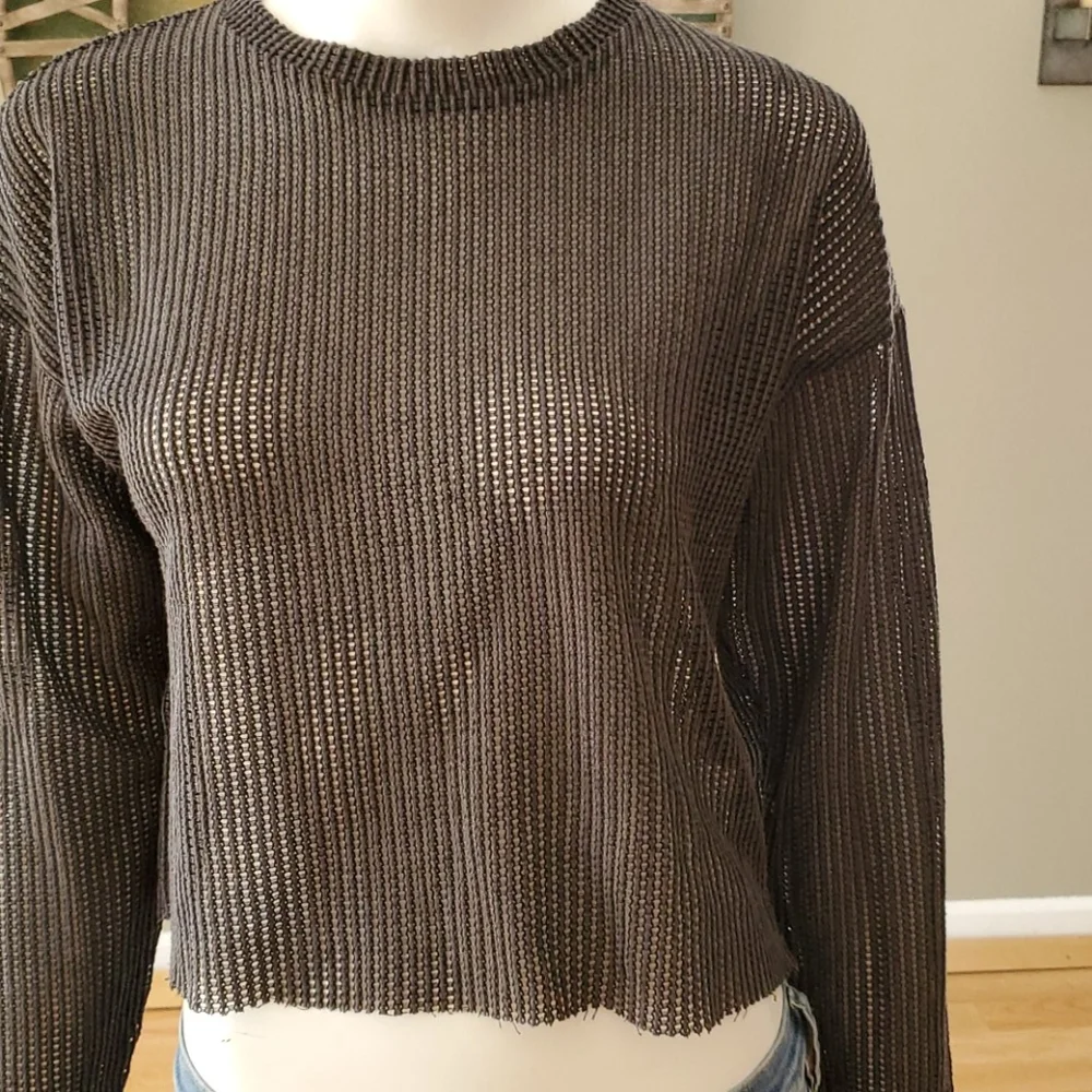 Zara sheer textured long sleeve top